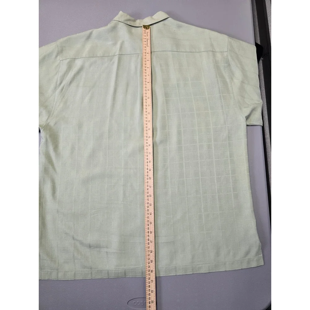 Tommy Bahama 100% Silk Button Up Shirt Mens XL Green Short Sleeve Camp Casual - Picture 9 of 11